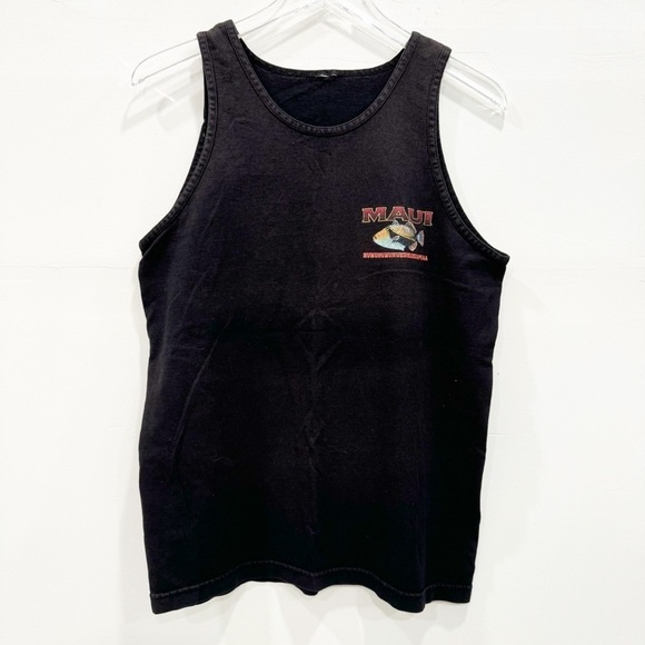 Vintage Maui Black Tanktop National Fish - Picture 1 of 4